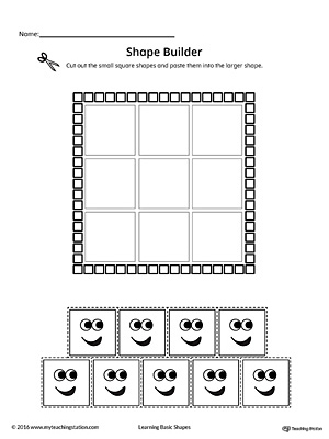 Use the Square Geometric Shape Builder Worksheet to help your child practice recognizing basic geometric shapes.